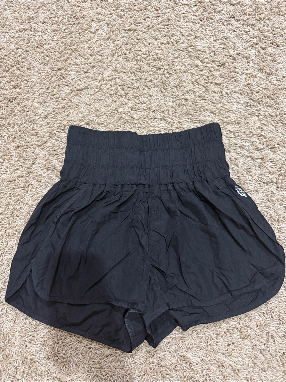 FP Movement by Free People Black High-Waist Smocked Skort-Style Shorts